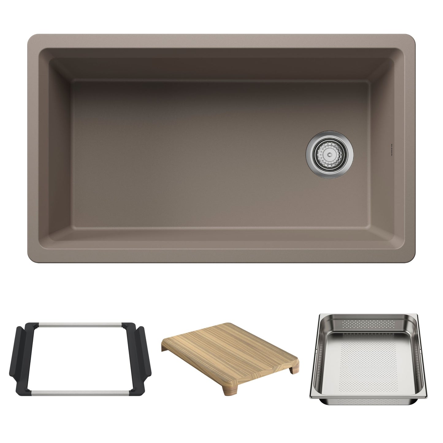 BLANCO Inteos SILGRANIT 33" Single Bowl Reversible Undermount Workstation Kitchen Sink - Truffle
