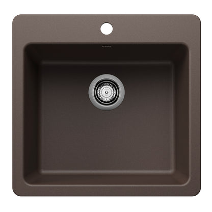 BLANCO Liven SILGRANIT 21" Single Bowl Dual Mount Kitchen Sink - Café