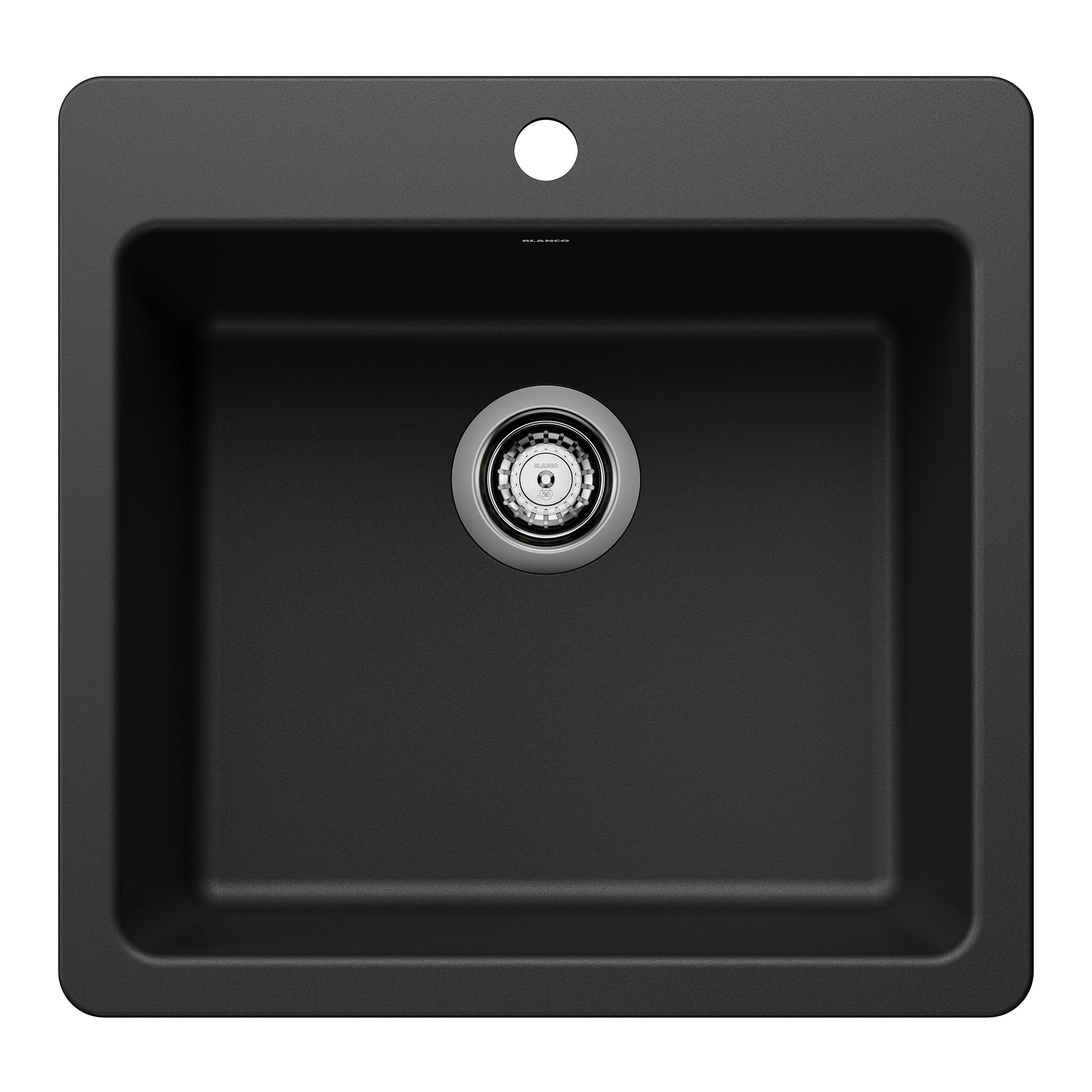 BLANCO Liven SILGRANIT 21" Single Bowl Dual Mount Kitchen Sink - Coal Black