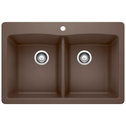 BLANCO 440218 Diamond Equal Double Dual Mount Kitchen Sink - Café