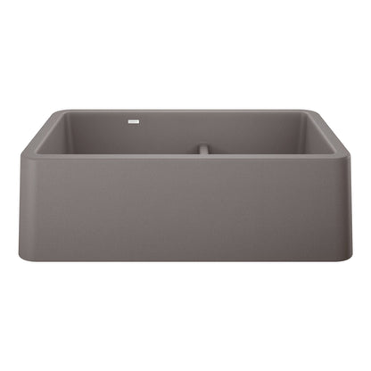 BLANCO 402325 Ikon 33" Apron Double Bowl Farmhouse Sink with Low Divide - Metallic Gray
