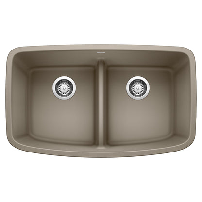 BLANCO 442197 Valea Equal Double Bowl Kitchen Sink with Low Divide - Truffle