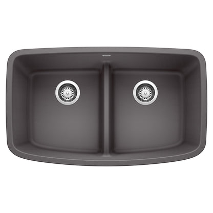 BLANCO 442196 Valea Equal Double Bowl Kitchen Sink with Low Divide - Cinder
