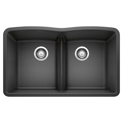 BLANCO 442075 Diamond Equal Double Bowl Kitchen Sink with Low Divide - Anthracite
