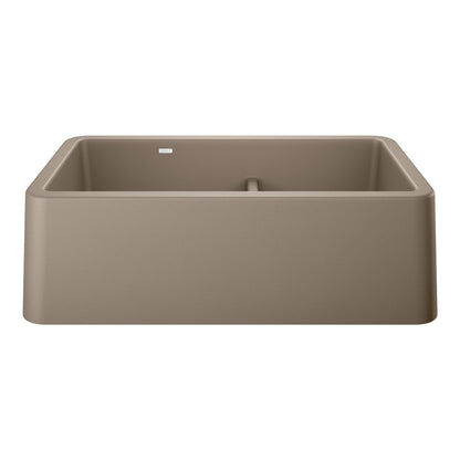 BLANCO 402329 Ikon 33" Apron Double Bowl Farmhouse Sink with Low Divide - Truffle