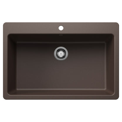 BLANCO Liven SILGRANIT 33" Super Single Dual Mount Kitchen Sink - Café