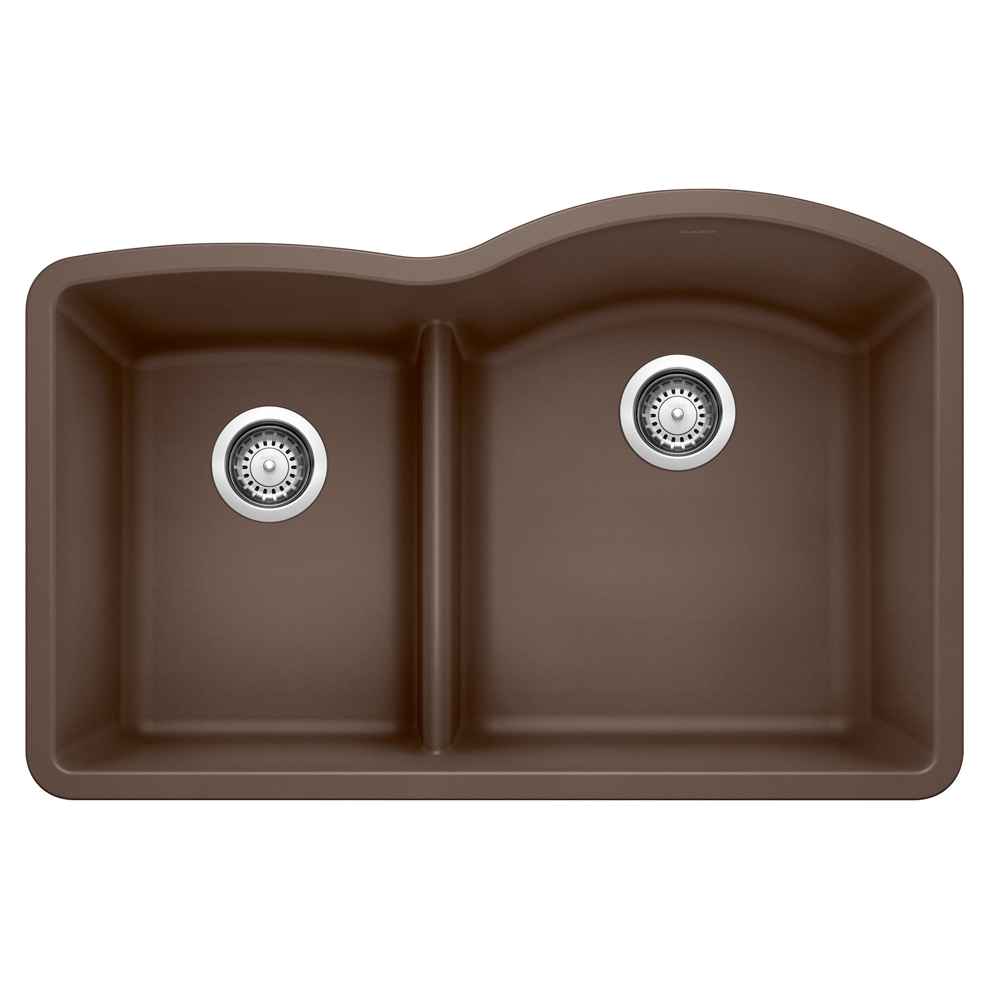 BLANCO 441609 Diamond 1-3/4 Reverse Double Bowl Kitchen Sink with Low Divide - Café