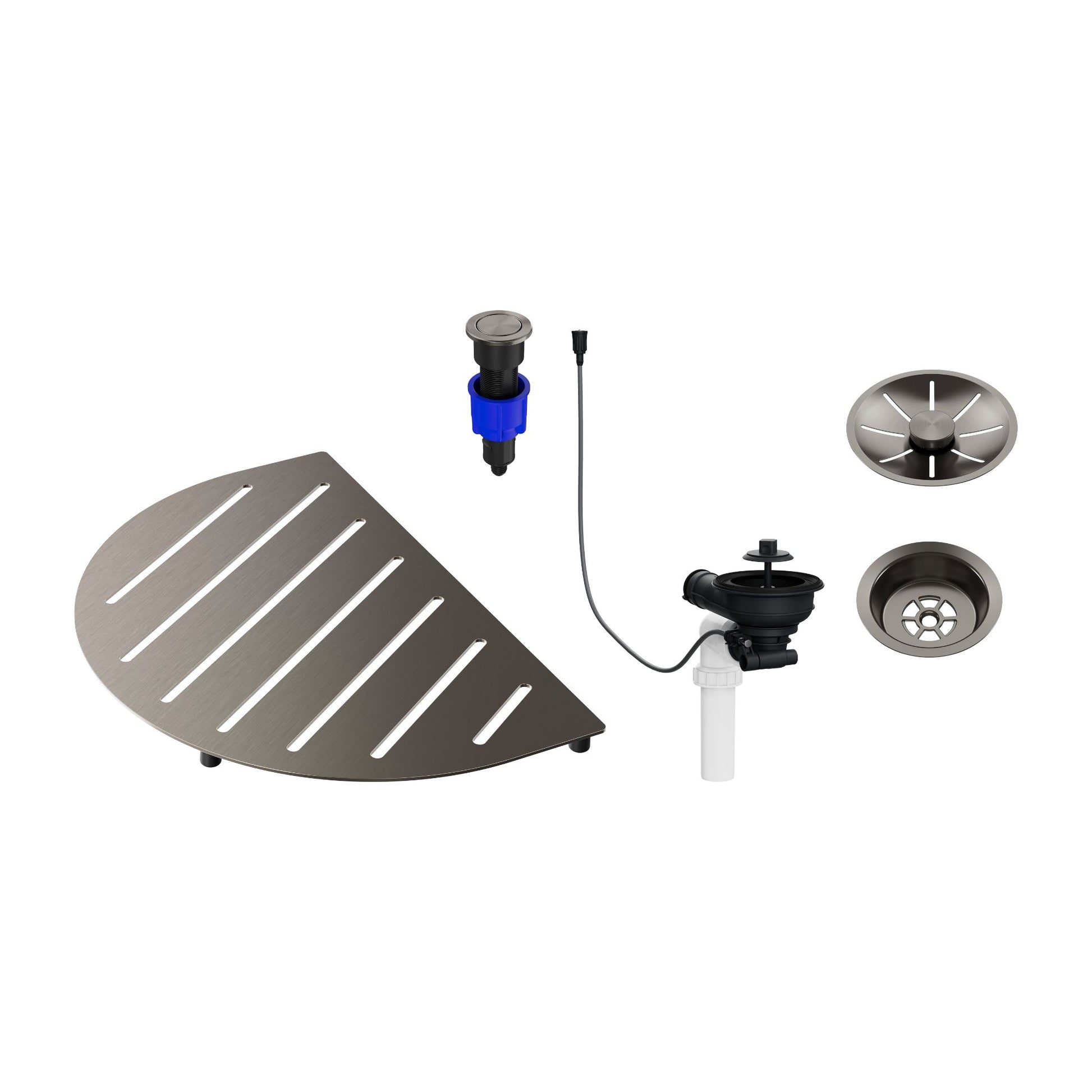 BLANCO Oovalon Drain & Accessory Bundle - Includes Top Grid, Basket Strainer and Drain Button - Satin Platinum