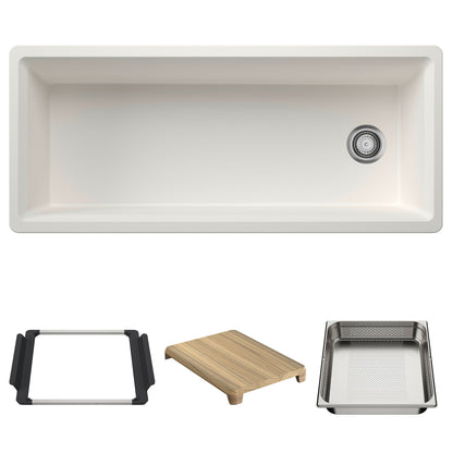 BLANCO Inteos SILGRANIT 45" Single Bowl Reversible Undermount Workstation Kitchen Sink - White