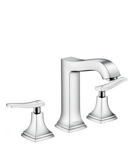 hansgrohe Metropol Classic Widespread Faucet 160 with Lever Handles and Pop-Up Drain, 1.2 GPM