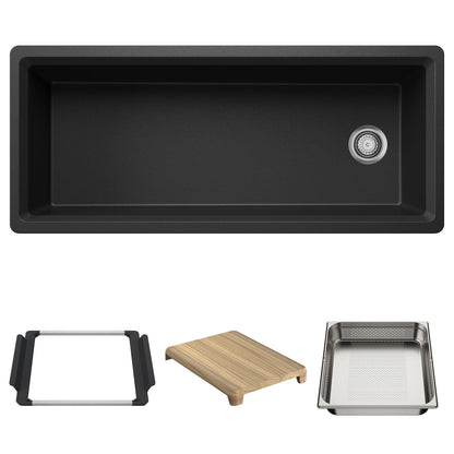 BLANCO Inteos SILGRANIT 45" Single Bowl Reversible Undermount Workstation Kitchen Sink - Anthracite
