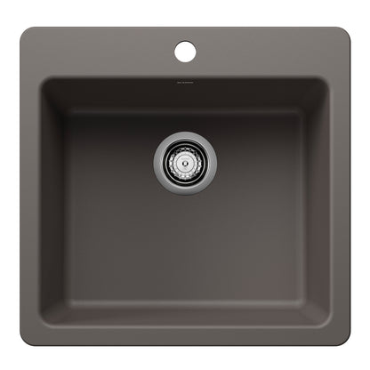 BLANCO Liven SILGRANIT 21" Single Bowl Dual Mount Kitchen Sink - Volcano Gray