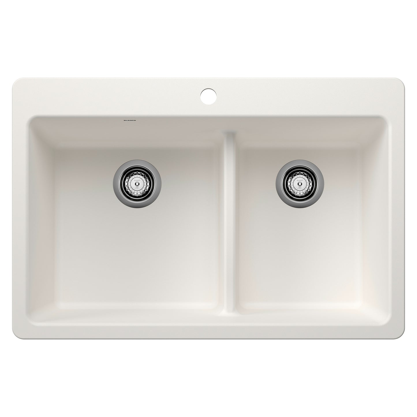 BLANCO Liven SILGRANIT 33" 60/40 Double Bowl Dual Mount Kitchen Sink with Low Divide - White