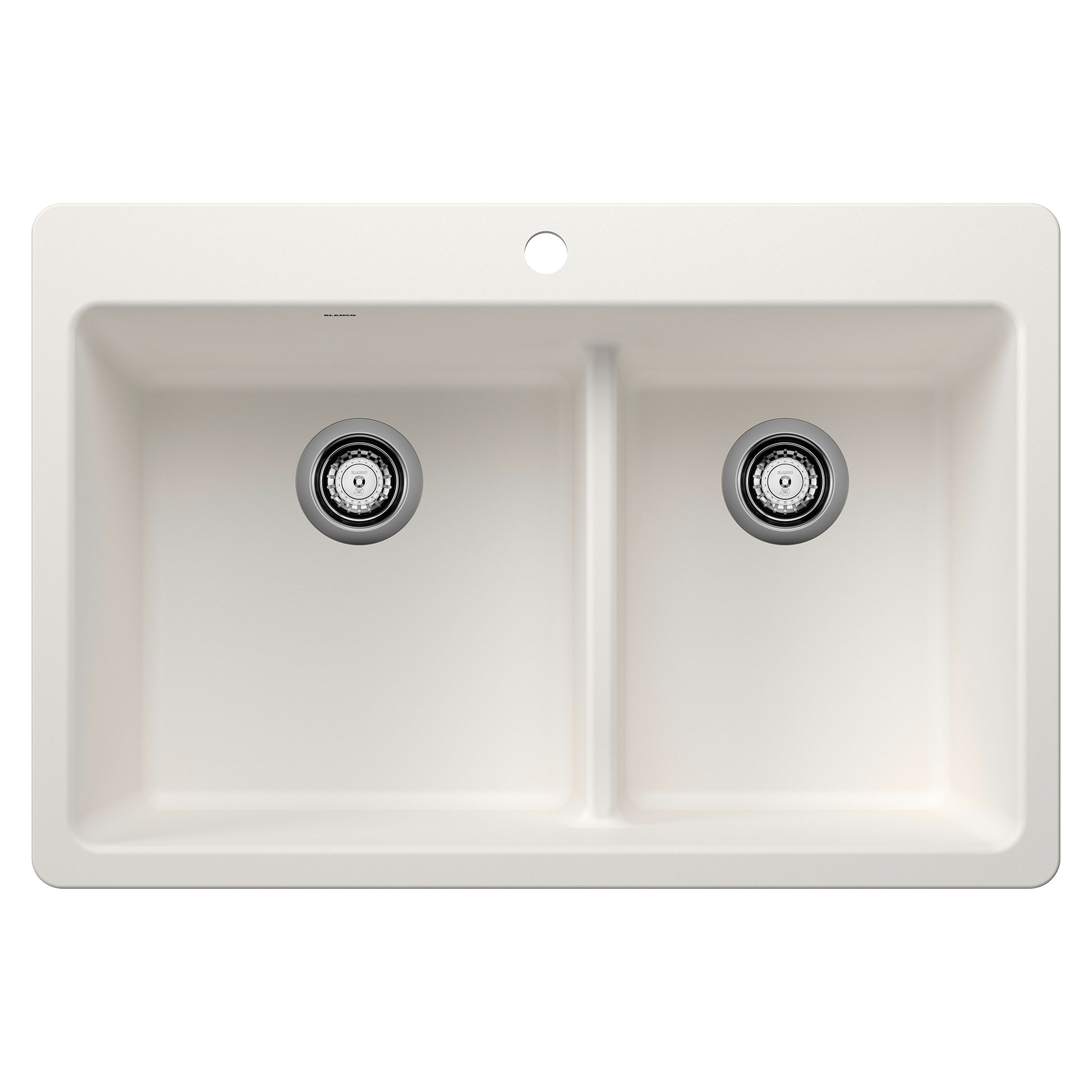 BLANCO Liven SILGRANIT 33" 60/40 Double Bowl Dual Mount Kitchen Sink with Low Divide - White