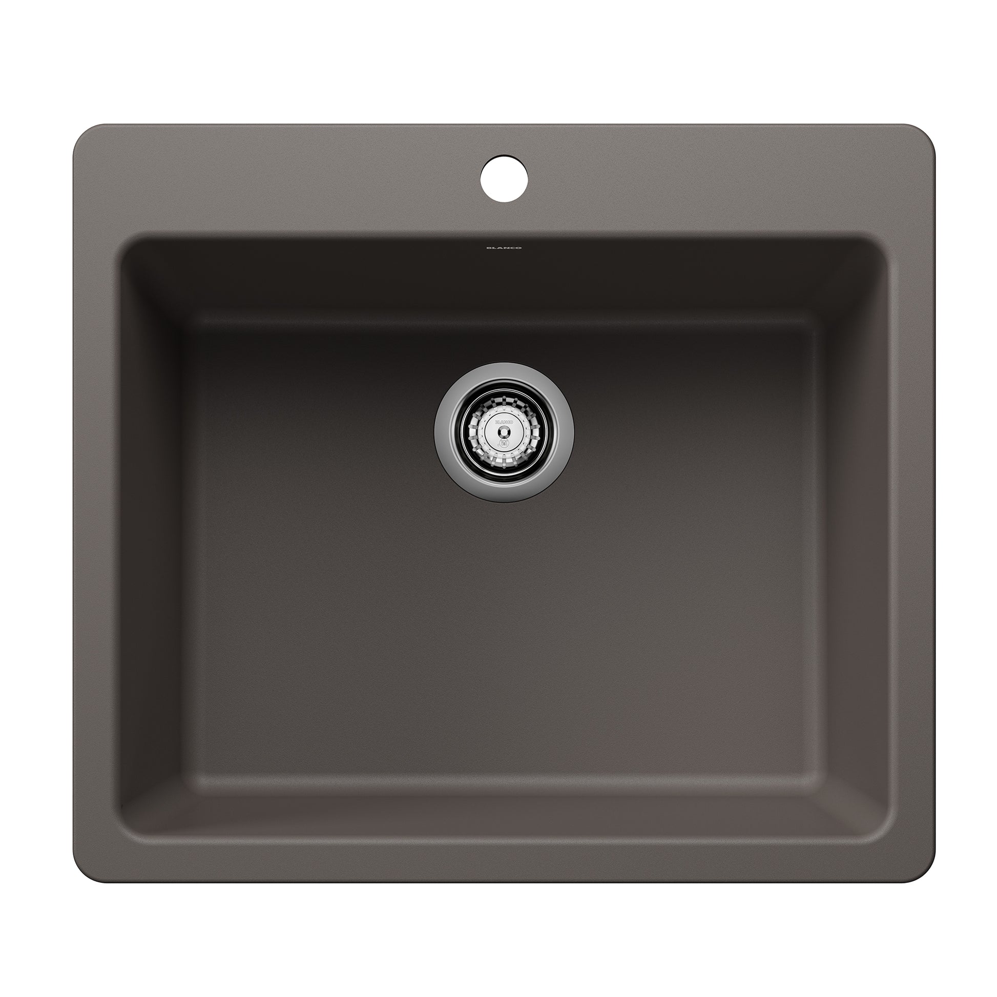 BLANCO Liven SILGRANIT 25" Single Bowl Dual Mount Kitchen Sink - Volcano Gray