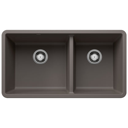 BLANCO 443118 Precis 1-3/4 Double Bowl Kitchen Sink - Volcano Gray