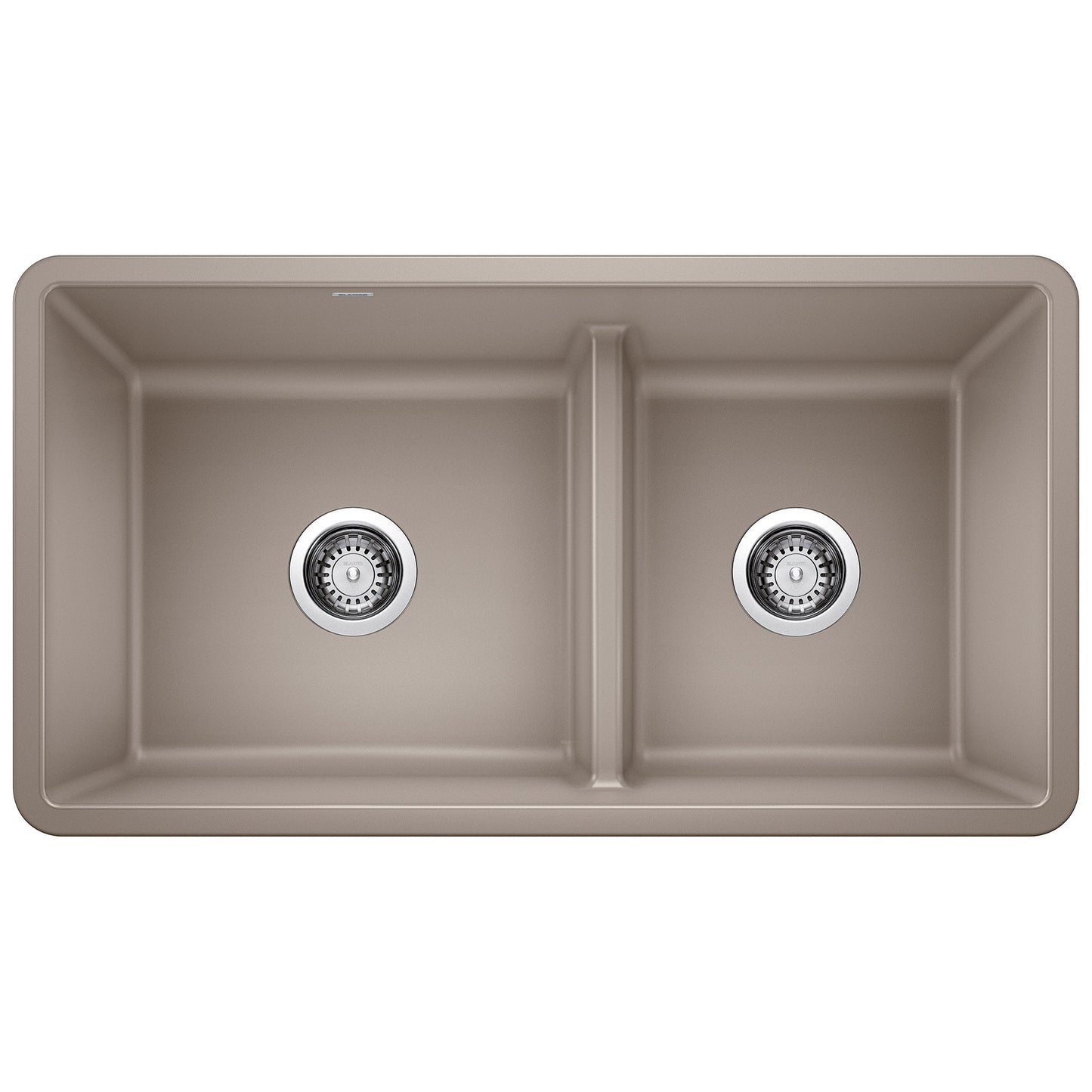 BLANCO 442522 Precis Reversible 1-3/4 Double Bowl Kitchen Sink with Low Divide - Truffle