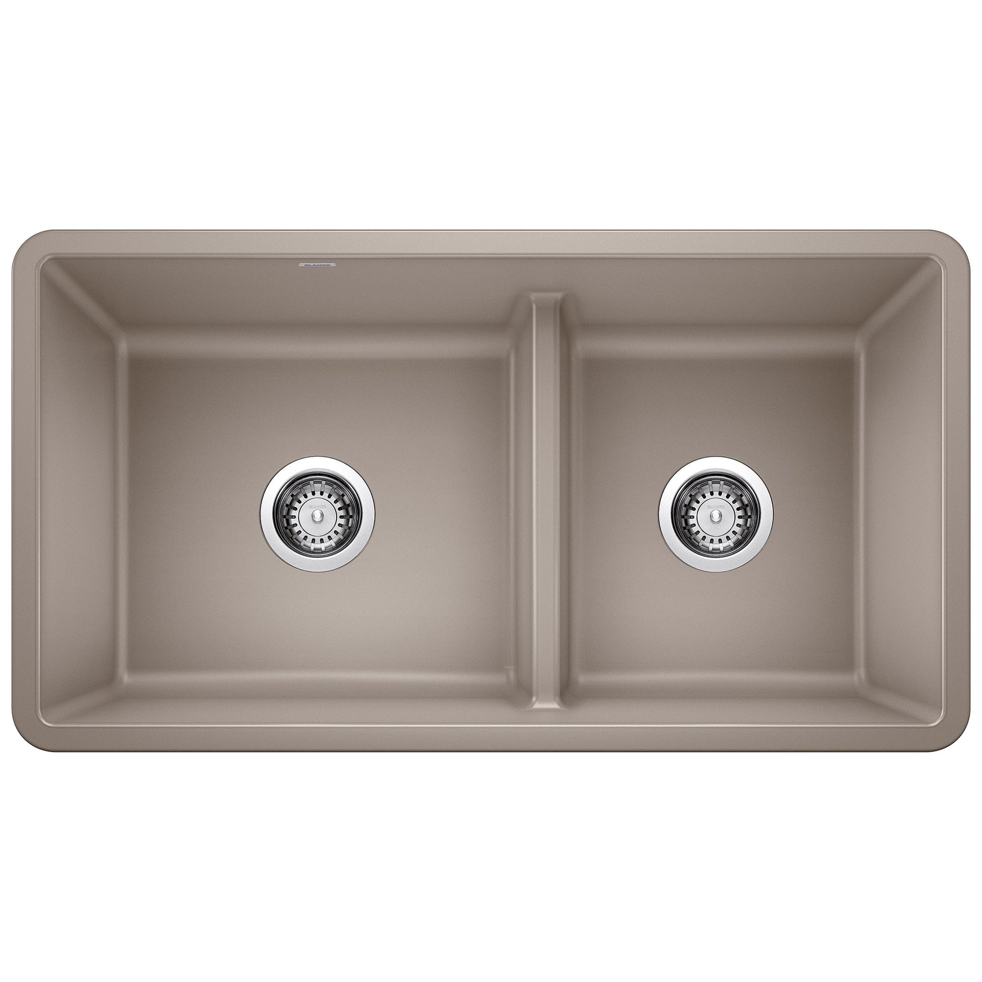 BLANCO 442522 Precis Reversible 1-3/4 Double Bowl Kitchen Sink with Low Divide - Truffle