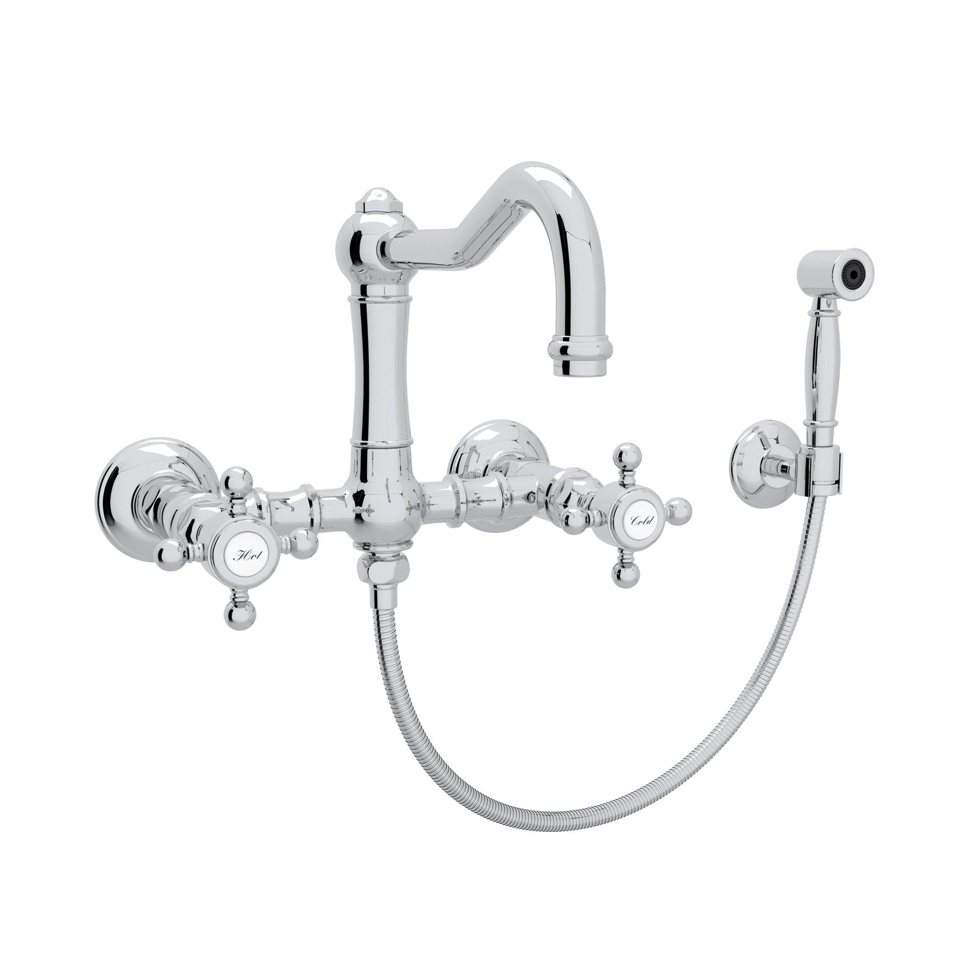 ROHL A1456WS Acqui® Wall Mount Bridge Kitchen Faucet With Sidespray And Column Spout