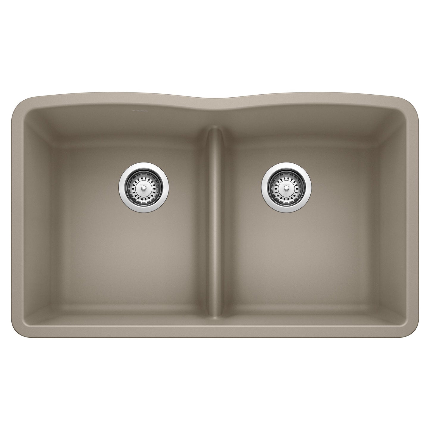 BLANCO 442072 Diamond Equal Double Bowl Kitchen Sink with Low Divide - Truffle