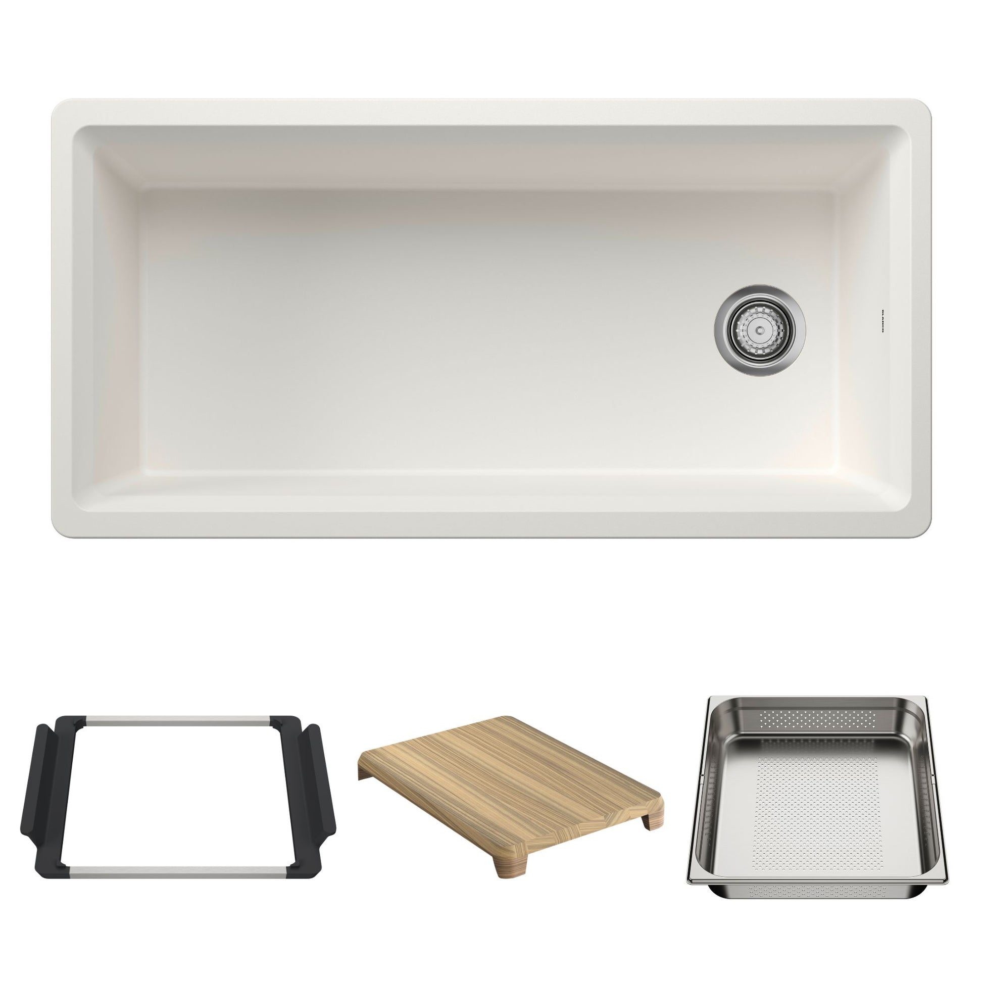 BLANCO Inteos SILGRANIT 39" Single Bowl Reversible Undermount Workstation Kitchen Sink - White