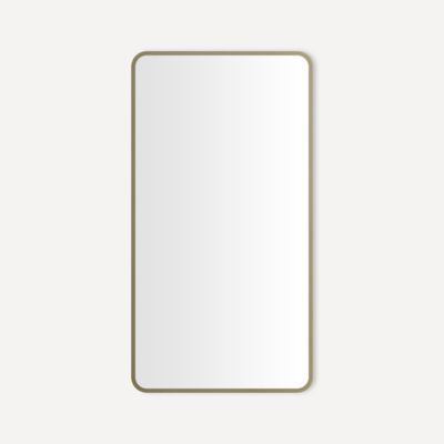 Robern CC2444D4RC87TU Round Corner Metal Cabinet, 24" x 44" x 4", Aged Brass, Electric Upgrade: Magnetic Strip, Interior Ligh