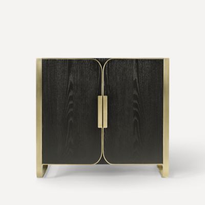 Robern CVBE3621587 Bergman Vanity, 36" x 32-7/8" x 22-7/8", Matte Black Oak with Aged Brass, No Vanity Top