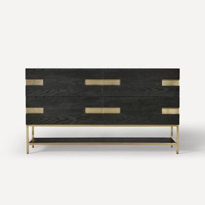 Robern CVSE6021587D 59" x 32-7/8" x 22-1/2", Matte Black Oak with Aged Brass, No Vanity Top