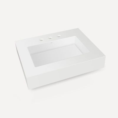 Robern TA30MCO102-8CS8 Integrated Basin Vanity Top, 30" x 6" x 23", Center Integrated Sink, Matte White, Three Hole, for Skaa