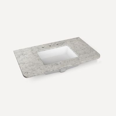 Robern TA36UCO96-8CS6 Quartz Stone Vanity Top, 36" x 1-1/8" x 23", Center Undercounter Sink, Pietra, Three Hole, for Helden