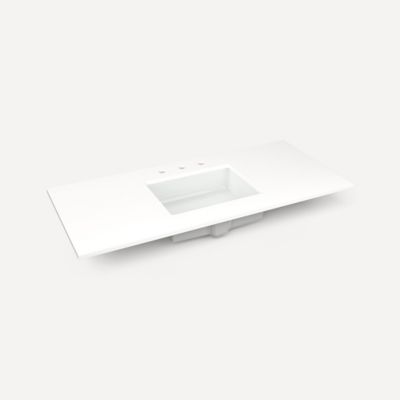 Robern TA48UCO93-8CS2 Quartz Stone Vanity Top, 48" x 1-1/8" x 23", Center Undercounter Sink, White Zeus Extreme, Three Hole, 