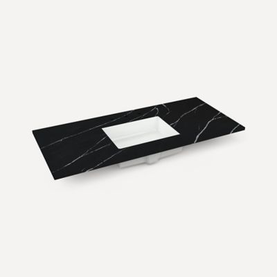 Robern TA48UCO95-8CS2 Quartz Stone Vanity Top, 48" x 1-1/8" x 23", Center Undercounter Sink, Eternal Marquina, Three Hole, fo