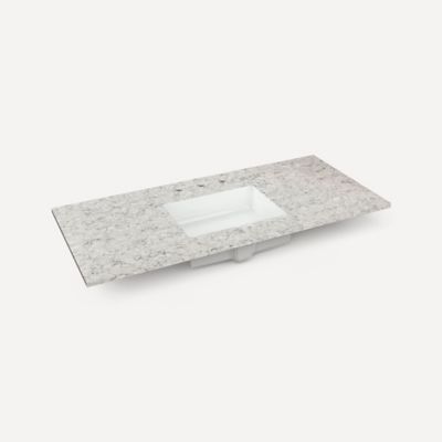 Robern TA48UCO96-8CS2 Quartz Stone Vanity Top, 48" x 1-1/8" x 23", Center Undercounter Sink, Pietra, Three Hole, for Sendai a