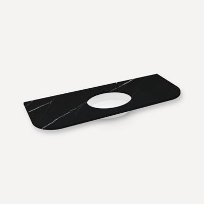 Robern TA56UCO95-8CR1 Quartz Stone Vanity Top, 56" x 1-1/8" x 23", Center Undercounter Sink, Eternal Marquina, Three Hole, fo