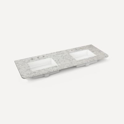 Robern TA60UDO96-8CS7 Quartz Stone Vanity Top, 60" x 1-1/8" x 23", Double Undercounter Sink, Pietra, Three Hole, for Helden