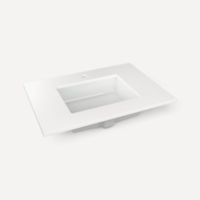Robern TB31UCO92-1 Quartz Stone Vanity Top, 31" x 3/4" x 22", Center Undercounter Sink, Quartz White, Single Hole, for Islamo