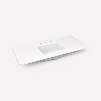 Robern TB49UCO92-8 Quartz Stone Vanity Top, 49" x 3/4" x 22", Center Undercounter Sink, Quartz White, Three Hole, for Islamor