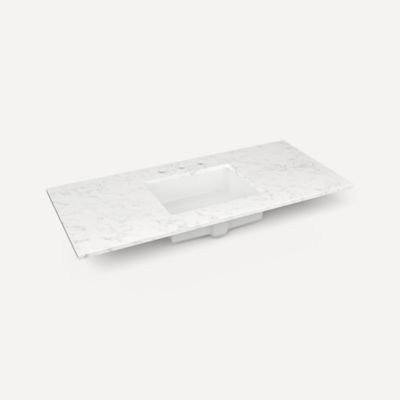 Robern TB49UCO94-8 Quartz Stone Vanity Top, 49" x 3/4" x 22", Center Undercounter Sink, Lyra, Three Hole, for Islamorada and 