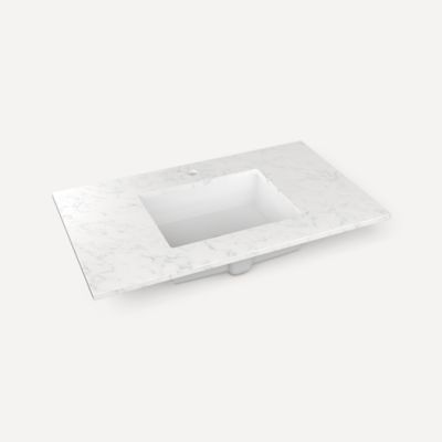 Robern TF37UCO94-1 Quartz Stone Vanity Top, 37" x 3/4" x 22", Center Undercounter Sink, Lyra, Single Hole