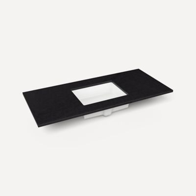 Robern TF49UCO90-1 Quartz Stone Vanity Top, 49" x 3/4" x 22", Center Undercounter Sink, Lava Black, Single Hole