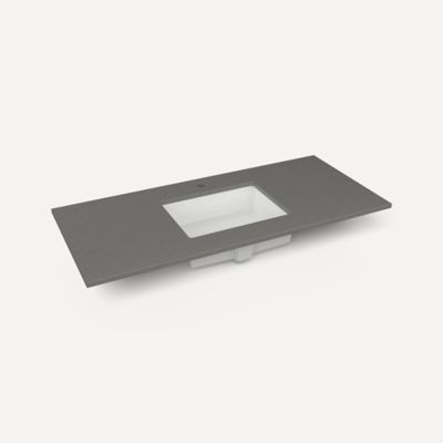 Robern TF49UCO91-1 Quartz Stone Vanity Top, 49" x 3/4" x 22", Center Undercounter Sink, Stone Gray, Single Hole