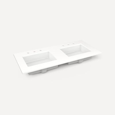 Robern TF49UDO93-8D1 Quartz Stone Vanity Top, 49" x 3/4" x 22", Double Undercounter Sink, White Zeus Extreme, Three Hole