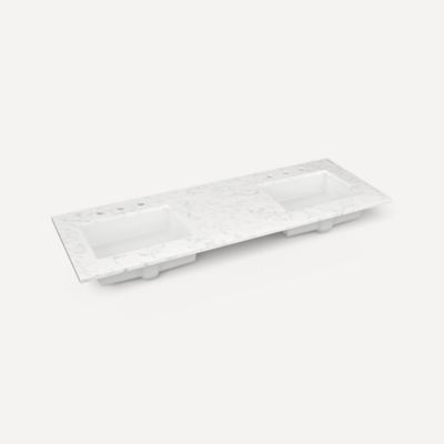 Robern TF61UDO94-8D4 Quartz Stone Vanity Top, 61" x 3/4" x 22", Double Undercounter Sink, Lyra, Three Hole