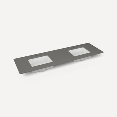 Robern TF73UDO91-1D3 Quartz Stone Vanity Top, 73" x 3/4" x 22", Double Undercounter Sink, Stone Gray, Single Hole