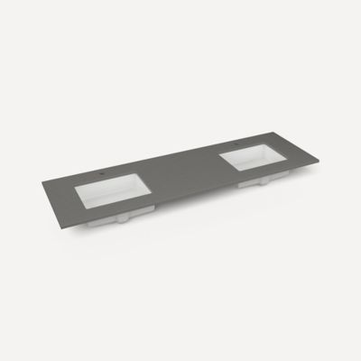 Robern TF73UDO91-1D6 Quartz Stone Vanity Top, 73" x 3/4" x 22", Double Undercounter Sink, Stone Gray, Single Hole