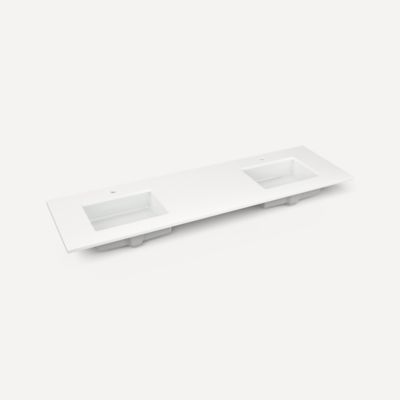 Robern TF73UDO92-1D6 Quartz Stone Vanity Top, 73" x 3/4" x 22", Double Undercounter Sink, Quartz White, Single Hole