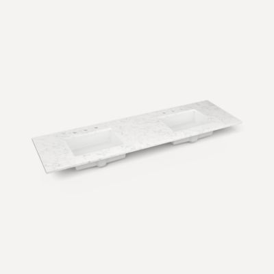 Robern TF73UDO94-8D6 Quartz Stone Vanity Top, 73" x 3/4" x 22", Double Undercounter Sink, Lyra, Three Hole