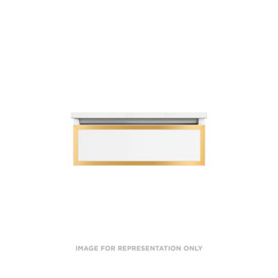 Robern VP24H1D21F28S82 Modular Vanity, 24" x 7-1/2" x 21", Matte Black, Matte Gold Frame, Full Drawer, Selectable Night Light