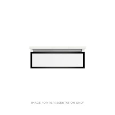 Robern VP24H1D21P21S83 Modular Vanity, 24" x 7-1/2" x 21", White, Matte Black Frame, Plumbing Drawer, Selectable Night Light,
