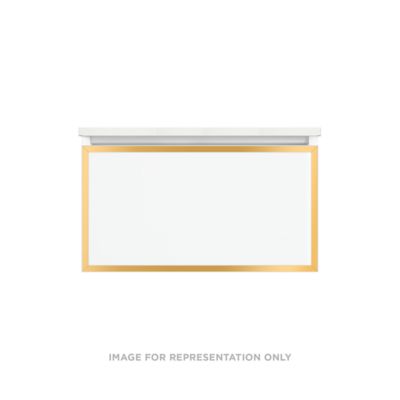 Robern VP30H2D21P12N82 Modular Vanity, 30" x 15" x 21", Satin Bronze, Matte Gold Frame, Plumbing Drawer